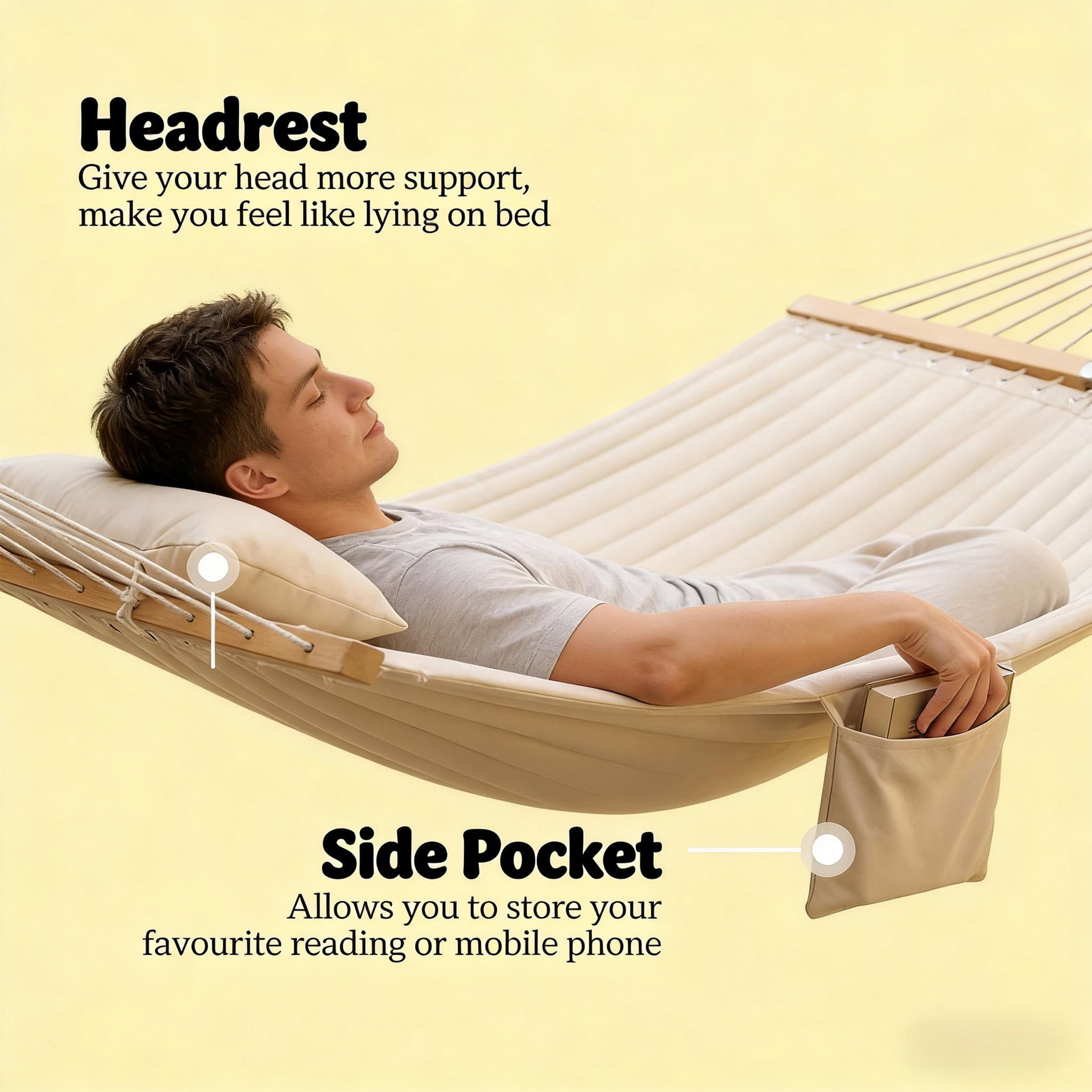 ChromaCore Outdoor Double Hammocks with Detachable Pillow,440 Lbs Capacity,Large Hammock for Outdoor Patio,Backyard,Pool side