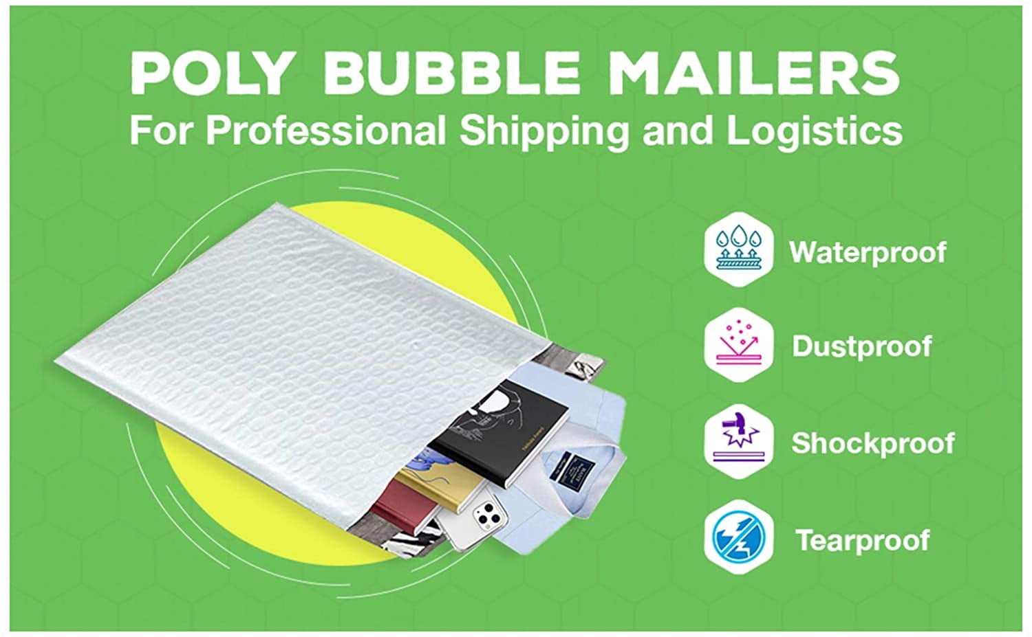 Sales4Less #000 Poly Bubble Mailers 4X8 Inches Shipping Padded Envelopes Self Seal Waterproof Cushioned Mailer 10 Pack