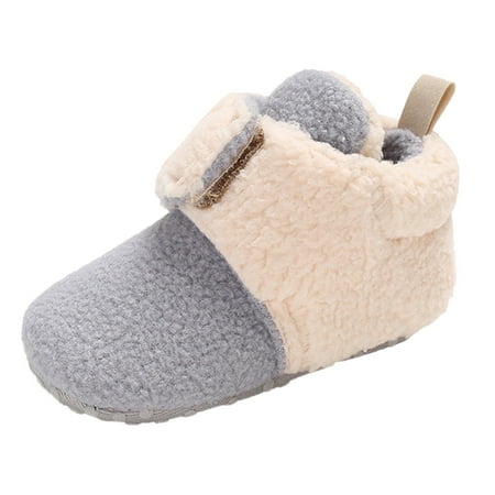 

Baby Booties Warm Slippers Toddler Winter Boots With Non Bottom Grey 12 Months-18 Months