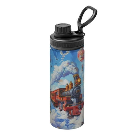 

Xecao Cartoon Train Hot Air Balloon for 18oz Sports Insulated Kettle Thermos Flask For Outdoor Fitness Running And Travel Thermos Flask Insulated Water Bottles
