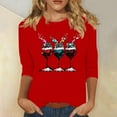 thumbnail image 2 of RKSTN Sweat-Shirt pour Femmes Mode Imprimé Décontracté Col Rond Pull Manches 3/4 Haut Chandail en Molleton de Noël, 2 of 4