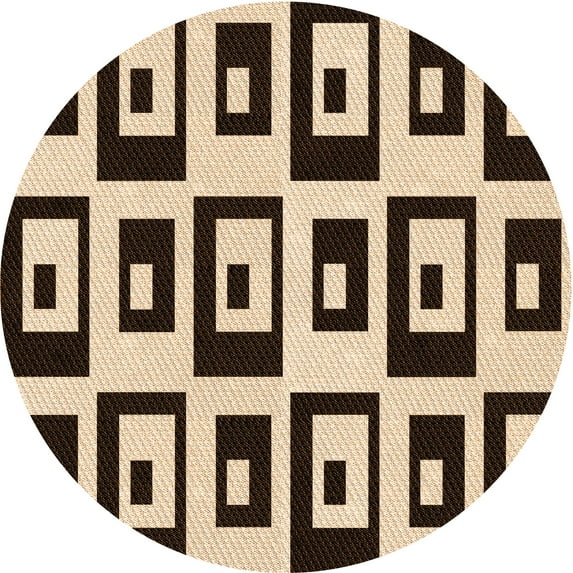 Ahgly Company Indoor Round Patterned Deep Peach Orange Area Rugs, 4' Round