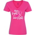 thumbnail image 3 of Inktastic Breast Cancer Awareness Her Fight is our fight Women's V-Neck T-Shirt, 3 of 5