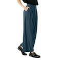 thumbnail image 3 of Women’s Wide Leg Wrinkle Pants High Waist Solid Color Business Trousers Casual Loose Pants with Pockets, 3 of 7
