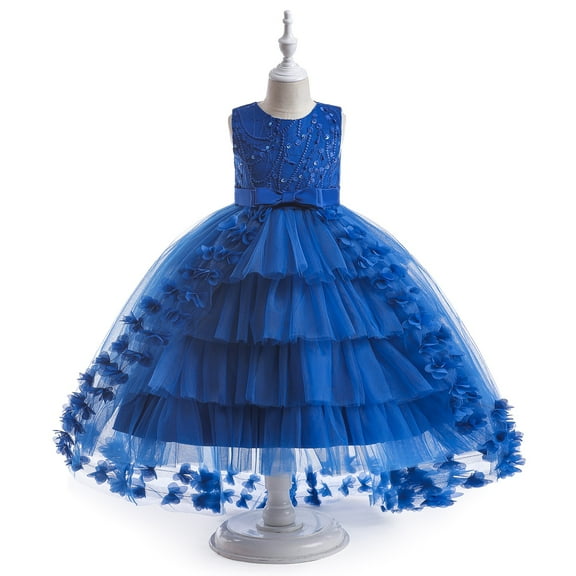 Princess Dress For Girl Paillette Bbowknot Christmas Lilac Irregular Girls Pageant Dresses Kids Prom Puffy Tulle Ball Gown