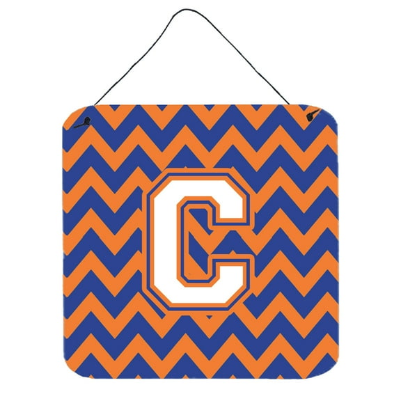 Letter C Chevron Blue and Orange 3 Wall or Door Hanging Prints