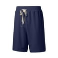 thumbnail image 4 of Sngxgn Mens Shorts Casual Elastic Waist Drawstring Summer Beach Workout Shorts with Pockets(Navy,XL), 4 of 7
