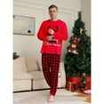 thumbnail image 3 of Matching Family Pajamas Sets Christmas PJ's Letter Plaid Printed Long Sleeve Tee and Bottom Loungewear or One-Piece Jumpsuit, 3 of 9