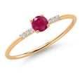 thumbnail image 3 of Gem Stone King 10K Yellow Gold Red Ruby and White Lab Grown Diamond Engagement Ring for Women (0.29 Cttw, Round 3.5MM, Gemstone July Birthstone, Size 5), 3 of 5