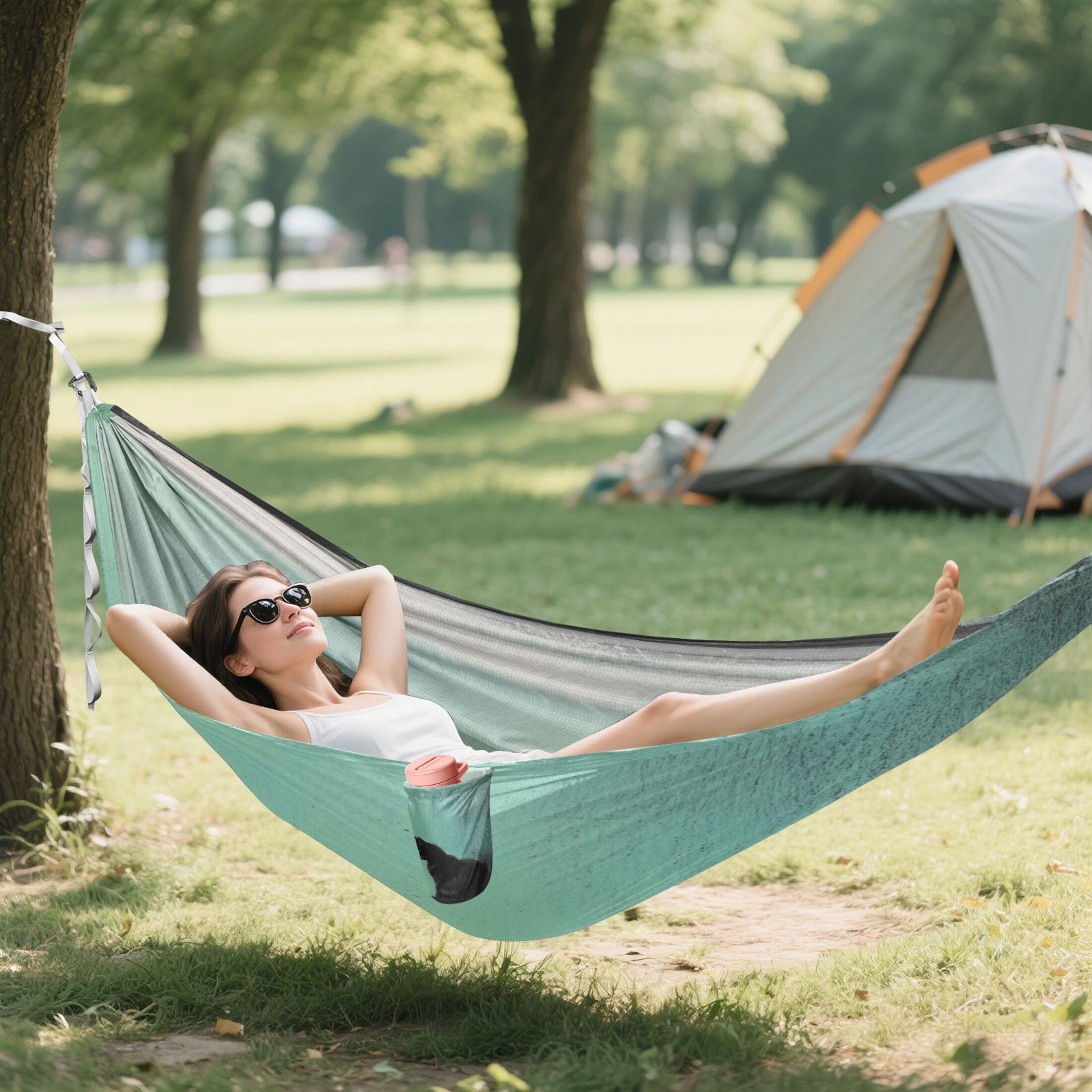 Hammock Camping Hammock Nylon Portable Hammock Travel Camping Hammock Black Cartoon Cat