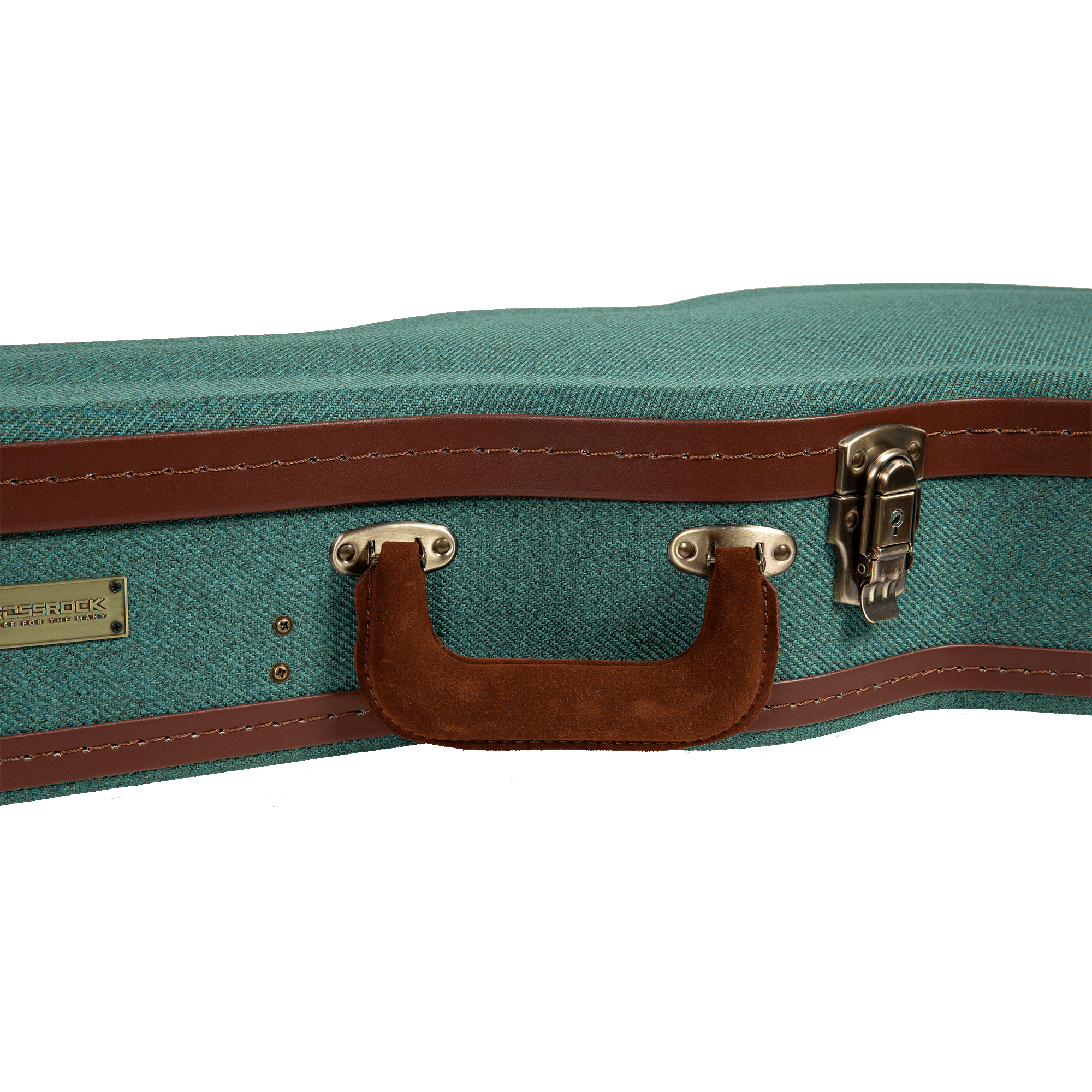 Crossrock Master Series - Wooden Les Paul Electric Guitar Case - Security Lock, Genuine Leather Handle, Reinforced Hardware, Metal Feet, Storage Space- Malachite Blue Tweed