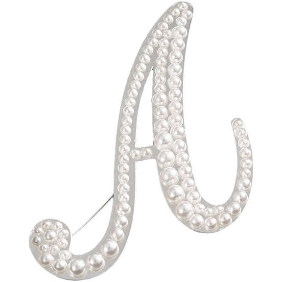 Initial Pin for Women, Pearl Letter Brooch Lapel Badge for Suits, Coats, Dresses, Hats, and Bags, Gift for Wife
