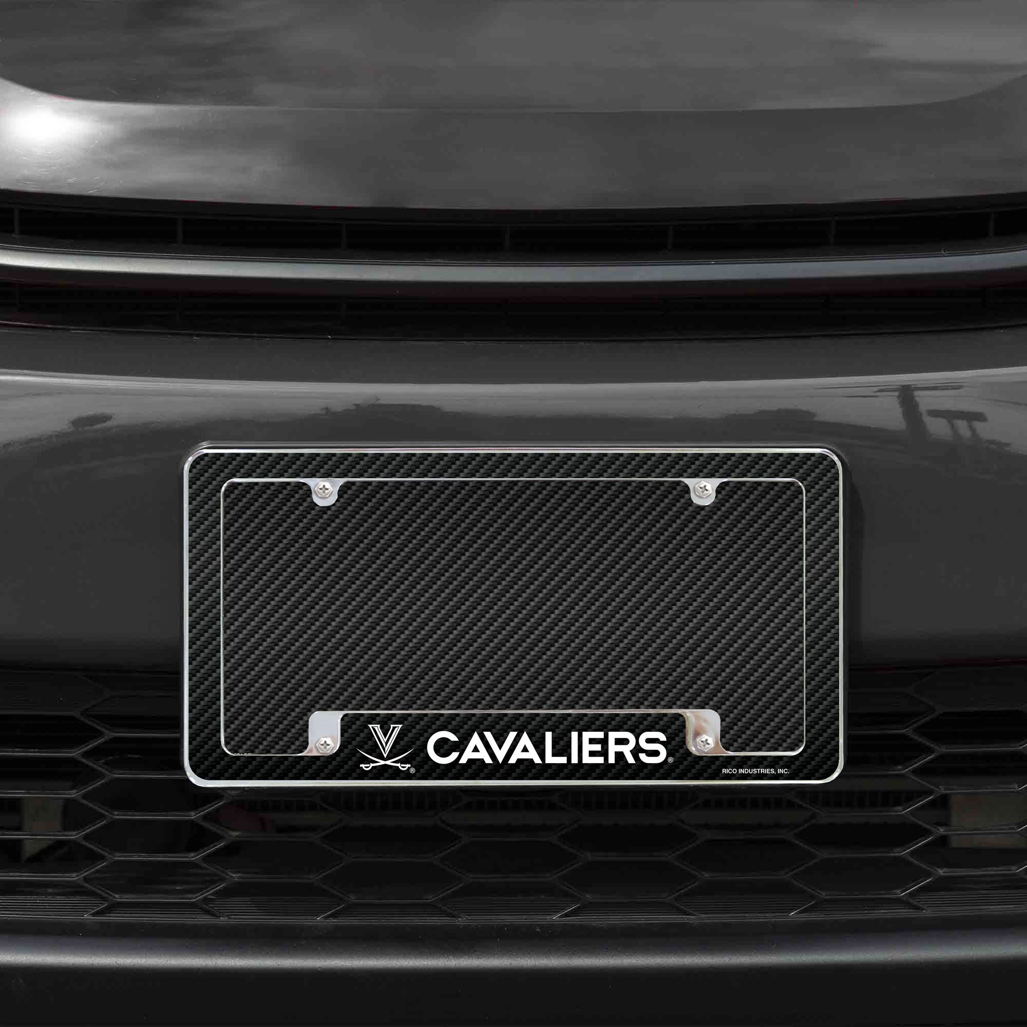 Virginia NCAA Cavaliers Chrome Metal License Plate Frame with Carbon Fiber Design - image 2 of 8