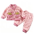 thumbnail image 2 of Amidoa Girls 2 Piece Outfits Fall Winter Clothes Fleece Long Sleeve Top and Jogger Pants Kids Clothing Sets Pink Size 1-2 Years, 2 of 6
