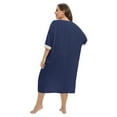 thumbnail image 5 of Xmarks Women Nightgowns V-neck Short Sleeve Loungewear Soft Lace Night Shirts Sleepwear Loose Plus Size Sleep Dress Blue XL-5XL, 5 of 6