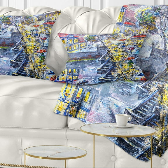 Designart City at Night Graphics Art - Cityscape Throw Pillow - 12x20