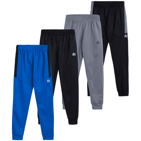 RBX Boys Sweatpants - 4 Pack Performance Tricot Boys Joggers Athletic Pants with Elastic Waist & Pockets