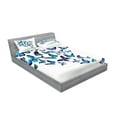 thumbnail image 2 of Ambesonne Blue Fitted Sheet & Pillow Sham Set, Nature Botanic Spring, Queen, Blue Sky Blue Black, 2 of 2