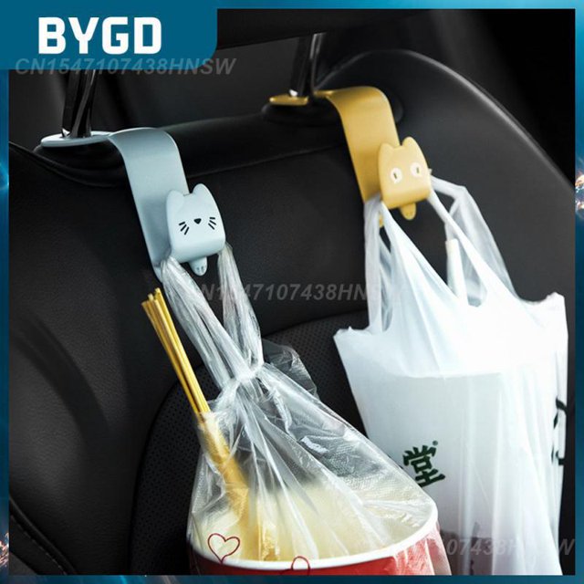 Simple Installation Car Seat Hanger Hooks Cartoon Creative Durable Car Hook Cute Cat Universal Organizer Hook Car Accessories2pcs blueRussian Federation He Qiyong unisex