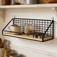 thumbnail image 4 of No Drill Wall Mounted Storage Shelves, Hanging Basket Organizer, for Bedroom, Dorm Room, Headboard, Wall Partition Shelf, Space Saving Wall Decor for Home Kitchen, Sundries Storage Display, M, Black, 4 of 6