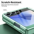 thumbnail image 6 of Clear Case for Samsung Galaxy Z Flip 6, Build in Screen Protector HD Transparent Not-Yellowing Hinge Protection Shockproof Anti-Scratch Slim Fit Phone Case Cover for Samsung Galaxy Z Flip 6, Green, 6 of 7