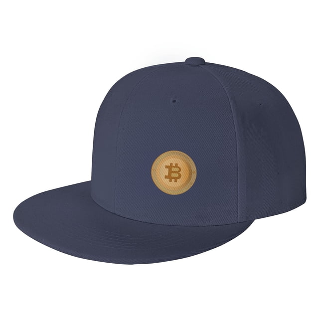 DouZhe Flat Brim Cap Snapback Hat, Bitcoin Crypto Currency Prints Adjustable Blue Adult Baseball Cap