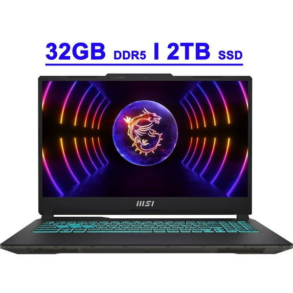 MSI Cyborg 15 Premium Gaming Laptop 15.6" FHD IPS 144Hz Display 12th Generation Intel 10-core i7-12650H Processor 32GB DDR5 2TB SSD GeForce RTX 4060 8GB Graphics Backlit Keyboard USB-C Win11 Black