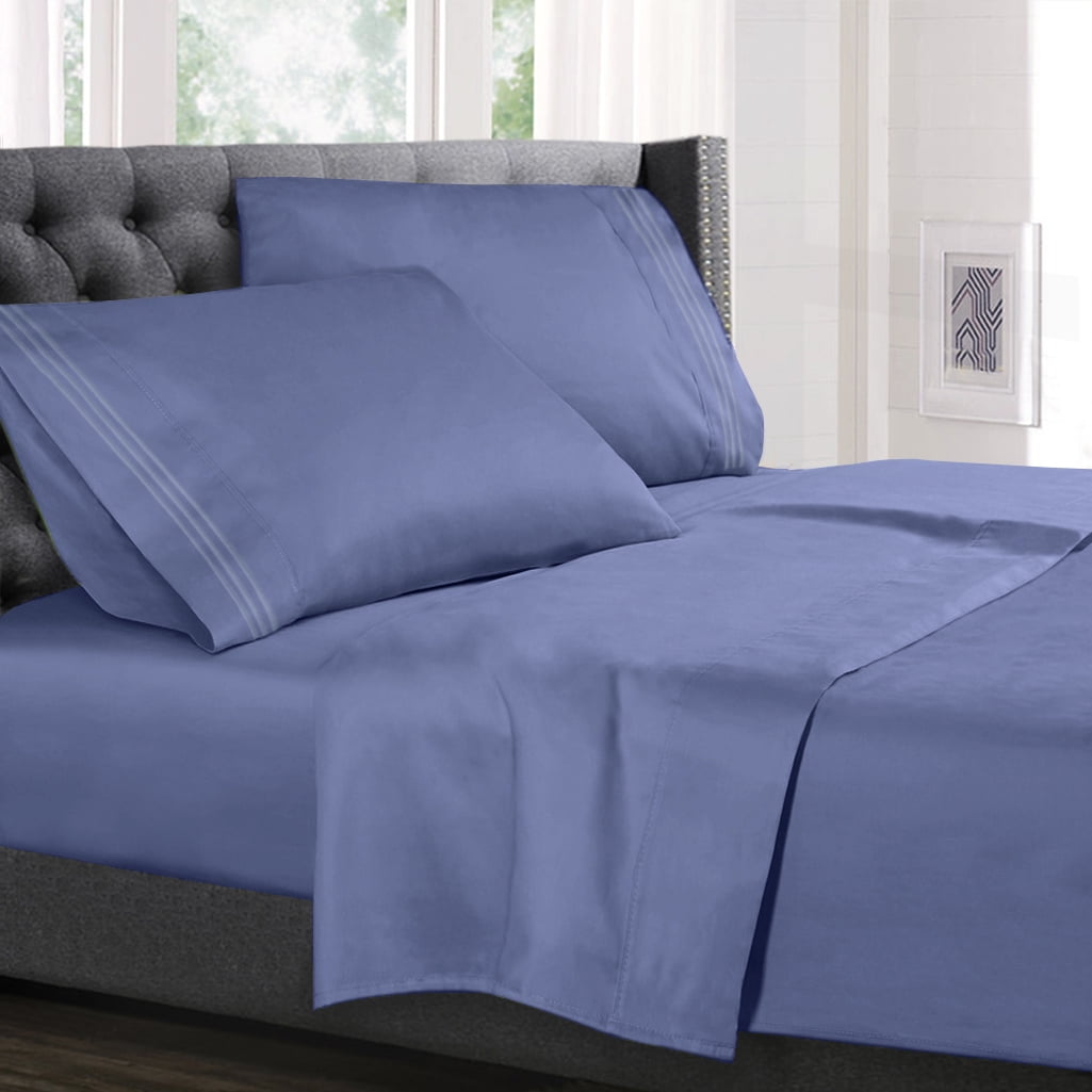 RV/Short Queen Size Bed Sheets Set Steel Blue, Luxury Bedding Sheets