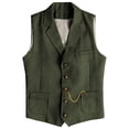 thumbnail image 5 of purcolt Men Vest Vintage Collared Suit Vest Single-Breasted V Neck Waistcoat Vest for Business Wedding Party, 5 of 7