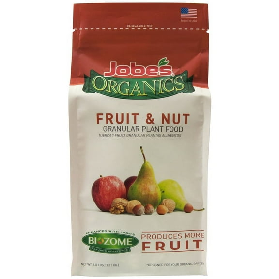 Jobe's Organics Fruit and Nut Granular Plant Food Fertilizers, 4 lb with Biozome
