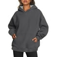 thumbnail image 2 of Hueook Sweatshirts for Women Plus Size Long Sleeve Solid Color Fashion Casual Hooded Blouse With Pocket rewneck Pullover Sweatshirt Tops, 2 of 8