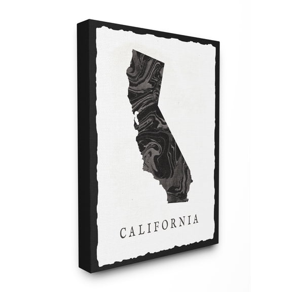 The Stupell Home Decor Collection Black and Grey Marbled Paper California State Silhouette Stretched Canvas Wall Art, 16 x 1.5 x 20