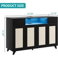 thumbnail image 1 of Bingirl Black Elegant Rattan Sideboard Buffet Cabinet: 2 - Drawer Kitchen Console with Power Outlets and LED Light for Living Room, Kitchen, Hallway, 1 of 8