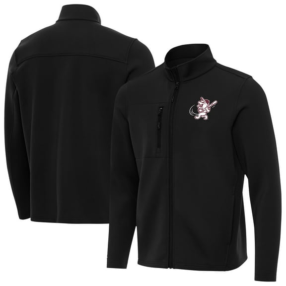 Men's Antigua Black Mississippi State Bulldogs Objection Swinging Bully Full-Zip Jacket