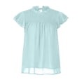 thumbnail image 4 of JGGSPWM Women Solid Pom Dot Tops Petal Sleeve Elegant Blouse Crewneck Short Sleeve Shirts Individualist Tunic Graceful Tshirts Well-dressed Tees Light Blue S, 4 of 6