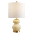 thumbnail image 3 of JONATHAN Y Daphne 20" Contemporary Transitional Metal/Glass Ribbed Gourd LED Table Lamp, Ivory/Brass Gold, JYL1099G, 3 of 7