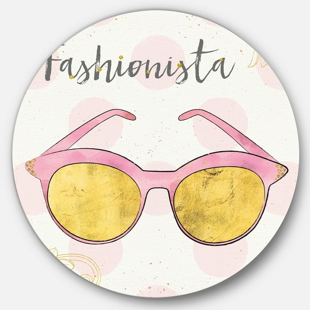 Designart 'Fashion Glam Accessories Pink' Glam Metal Circle Wall Art