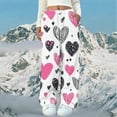 thumbnail image 3 of Tnhcen Women's Heart Print Flannel Pajama Pants Elastic Waist Sleepwear Winter Warm Lounge Pants with Pockets Soft Fleece Drawstring Bottoms Gift Sleepwear, 3 of 4
