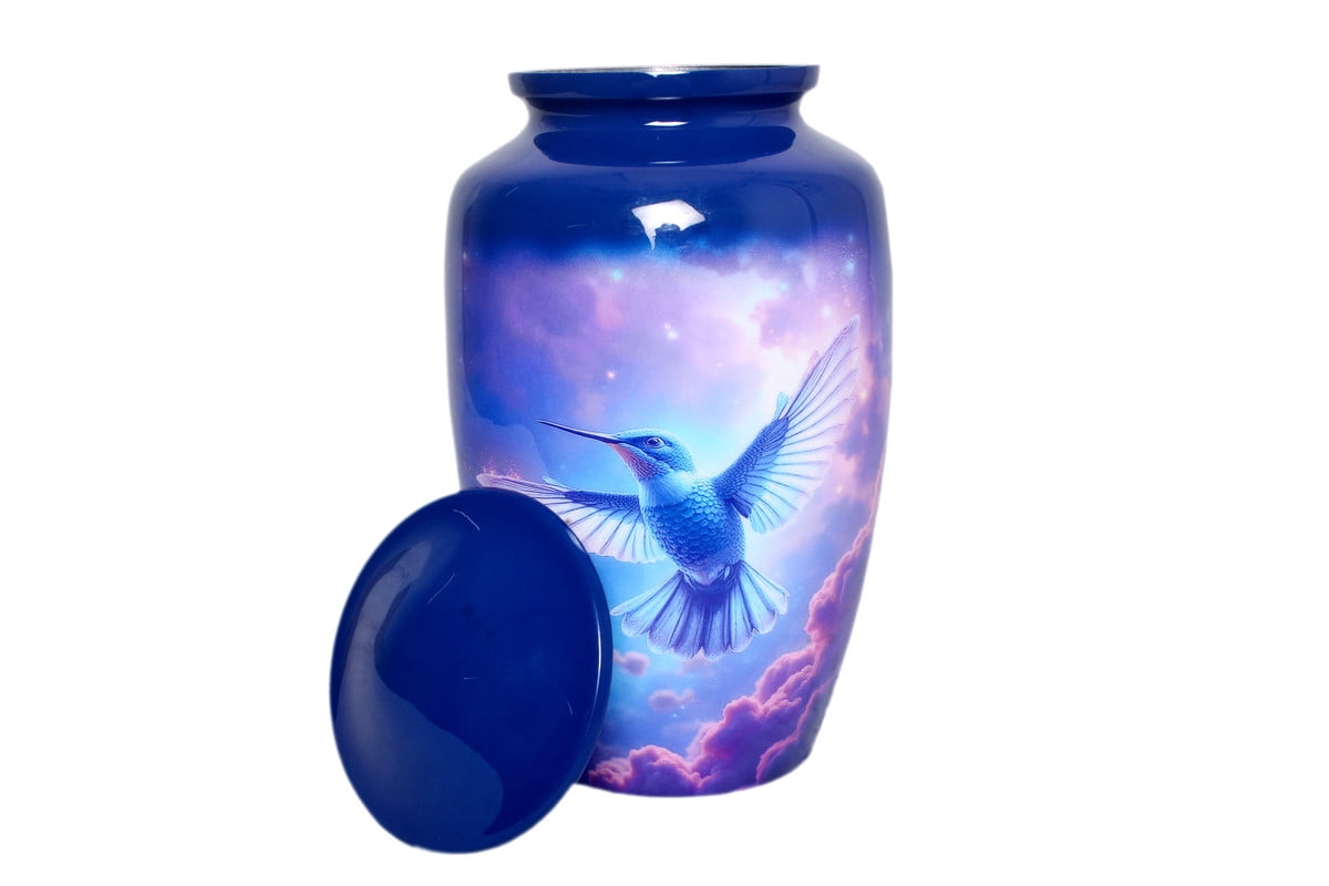 World Bazaar Galaxy Hummingbird Adult Large Cremation Urn for Human Ashes - With Velvet Bag
