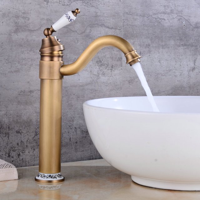 Robinet Lavabo RéTro Haut,Mitigeur Lavabo Pivotant à 360°Robinet Salle Bain,Mitigeur Salle de Bain,Laiton-Céramique antique Kuyhfg Bienvenido a Kuyhfg