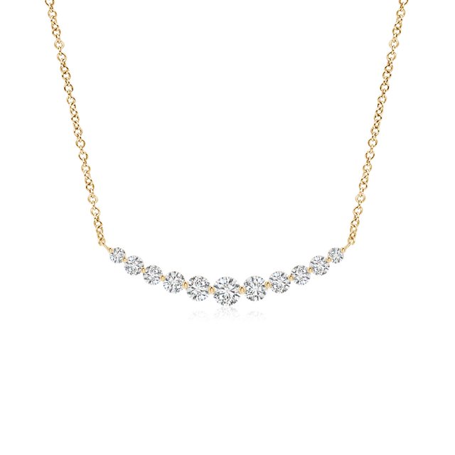 Angara Collier en Diamant Naturel - Collier Pendentif Rond Contemporain en Or Jaune 14K pour Femmes