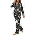 thumbnail image 3 of Garronmavis Halloween Pajamas for Womens 2 Piece Long Sleeve Button Down Sleepwear Soft Comft Loungewear V-Neck Pjs Set Funny Homewear, Black Bat Spider Web, 3 of 7