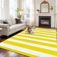 thumbnail image 3 of Yellow Striped Large Area Rugs for Bedroom Living Room, Soft Non Slip Carpet Bedside Rug, Modern Farmhouse Yellow White Stripes Rectangular Floor Cover Kitchen Accent Rug 8'x10' for Office, 3 of 9