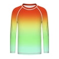 thumbnail image 6 of MKOSPLRT 3-14Y Boys Girls Long Sleeve Rash Guard Ombre Gradient Sun Protection Quick Dry Swim Shirt for Beach, 6 of 10