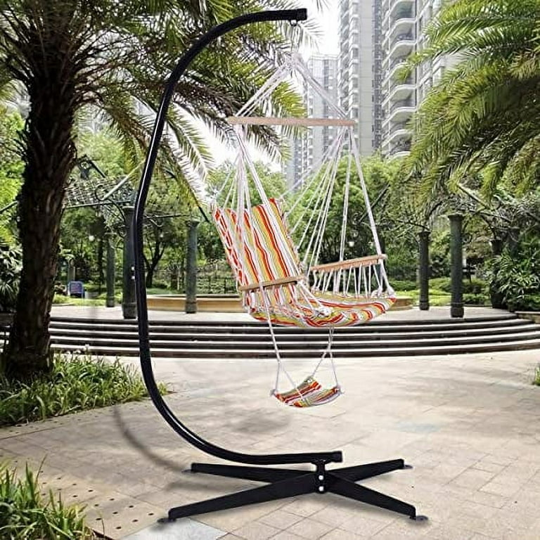 HAPPYGRILL Hammock Stand Replacement Hanging Hammock Chair C Shape Stand Air Porch Swing Chair