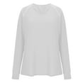 thumbnail image 5 of SMihono V Neck T Shirts for Women Long Sleeve Cute Tops Spring Winter Dressy Business Casual Blouses Trendy Basic Tees Clothes White M, 5 of 6