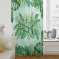 thumbnail image 4 of Tropical Leaves Sheer Curtains 63 Inches Long, Watercolor Monstera Palm Leaf Botanical Green Light Filering Curtains, Breathable Simi Curtain Privacy Drapes for Living Room Bedroom Window Treatment, 4 of 7