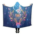 thumbnail image 1 of HATIART Hooded Blanket Butterflies with Flowers Wearable Throw Wrap 56x80 Inch Cloak Softness, 1 of 3