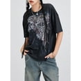 thumbnail image 3 of Musuos Women's Summer Loose Gothic T-shirt Short Sleeve Vintage Cross Wing Print Tops Streetwear, 3 of 10