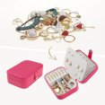 thumbnail image 2 of Unique Bargains Jewelry Box Small PU Leather Jewelry Organizer Case Storage Display Holder Rose Red, 2 of 7